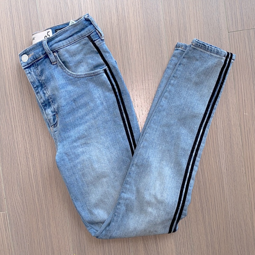 Garage Premium Super High Rise Skinny Striped Jean